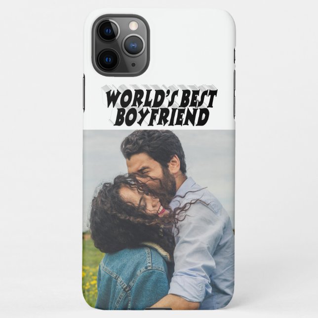 Boyfriend Foto schwarz 3D-Text iPhone Hülle (Rückseite)