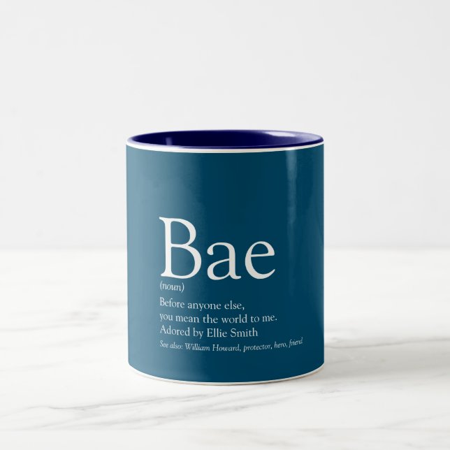 Boyfriend Husband Bae Definition Blue Zweifarbige Tasse (Mittel)