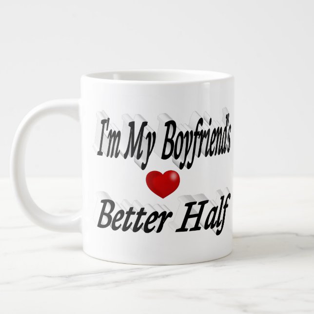 Boyfriend lustiger schwarzer Text Jumbo-Tasse (Links)