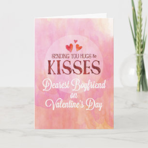 Boyfriend Valentine Sending Hugs and Kisses Karte