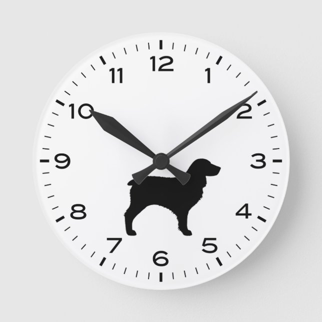 Boykin Spanel Hunde Silhouette Runde Wanduhr (Vorderseite)