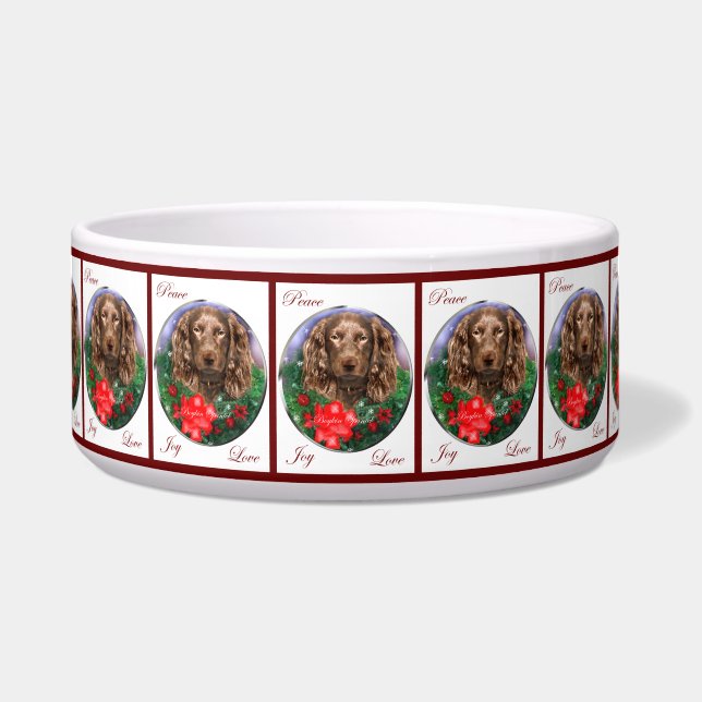 Boykin Spaniel Christmas Dog Bowl Napf (Vorderseite)