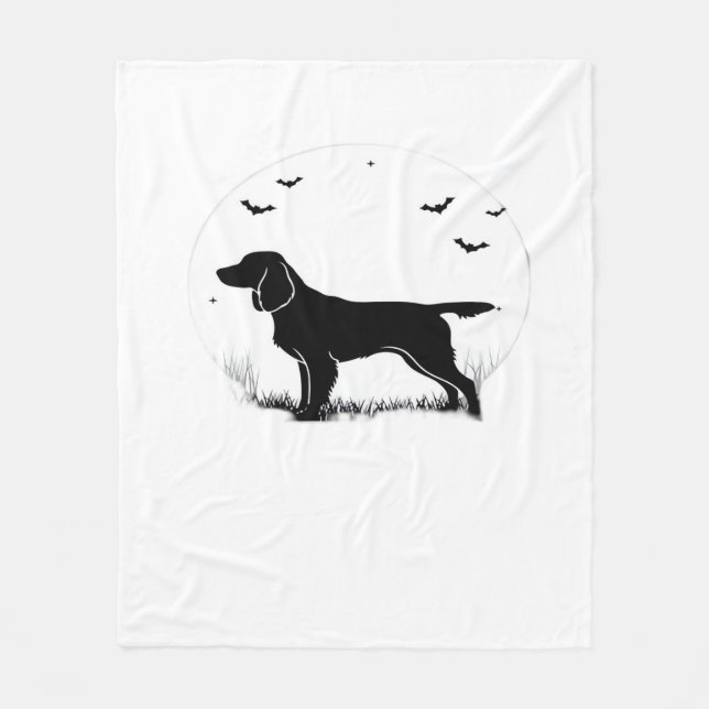 Boykin Spaniel Dog - Halloween Moon Silhouette Cla Fleecedecke (Vorderseite)