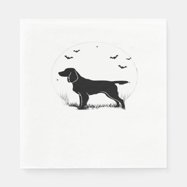 Boykin Spaniel Dog - Halloween Moon Silhouette Cla Serviette (Vorderseite)