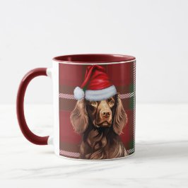 Boykin Spaniel Dog Red Holiday Karierte Weihnachte Tasse