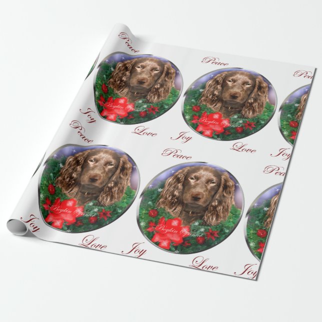 Boykin Spaniel Frohe Weihnachten Geschenkpapier (Ungerollt)