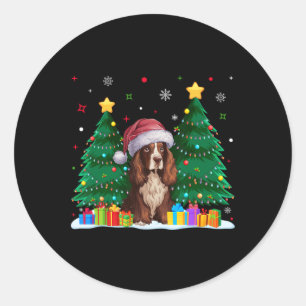 Boykin Spaniel Hund liebt Weihnachtsmannmütze Ugy Runder Aufkleber