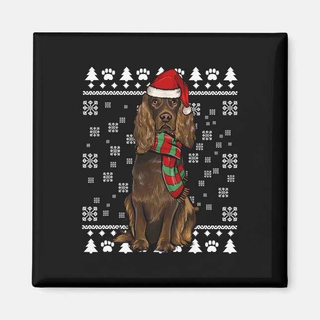 Boykin Spaniel Hund Weihnachtsmannmütze Xmas Ugand Magnet (Vorne)