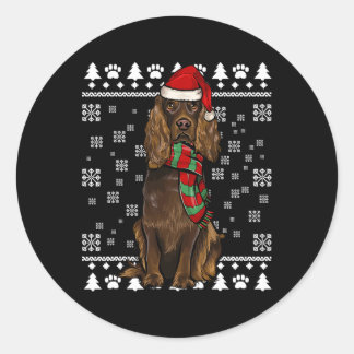 Boykin Spaniel Hund Weihnachtsmannmütze Xmas Ugand Runder Aufkleber