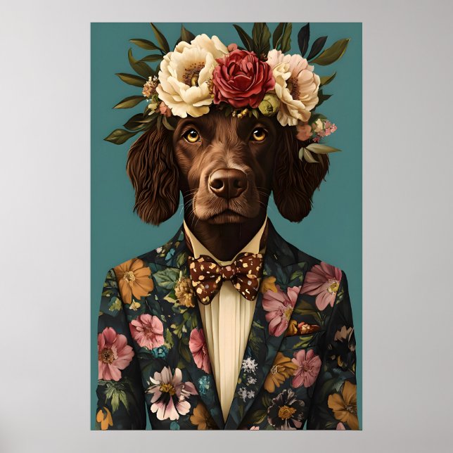 Boykin Spaniel im Anzug Poster, Boykin Spaniel Poster (Vorne)