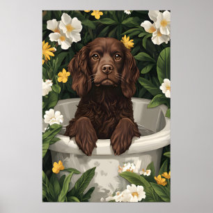 Boykin Spaniel im Badewannenposter, Lustiger Hund Poster