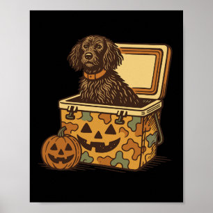 Boykin Spaniel in Camouflage Cooler Pumpkin Jagdhu Poster