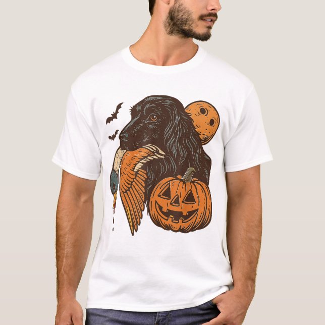 Boykin Spaniel Jagd Hund mit Ente Hallo Jagd T-Shirt (Vorderseite)