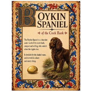 Boykin Spaniel, mittelalterliche Bestiarien-Kunst Postkarte