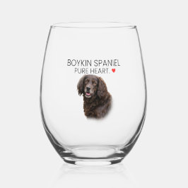 Boykin Spaniel Pure Heart Stemless Wine Glass Weinglas Ohne Stiel