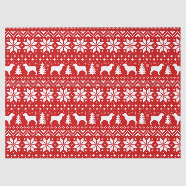 Boykin Spaniel-Silhouette-Weihnachtsmuster-Rot Seidenpapier (Vorderseite)