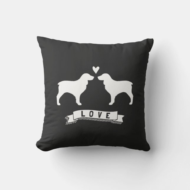 Boykin Spaniels Liebe - Hunde Silhouetten mit Herz Kissen (Vorderseite)