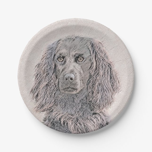 Boykin Spanische Malerei - Niedliche Hundekunst Pappteller (Vorderseite)