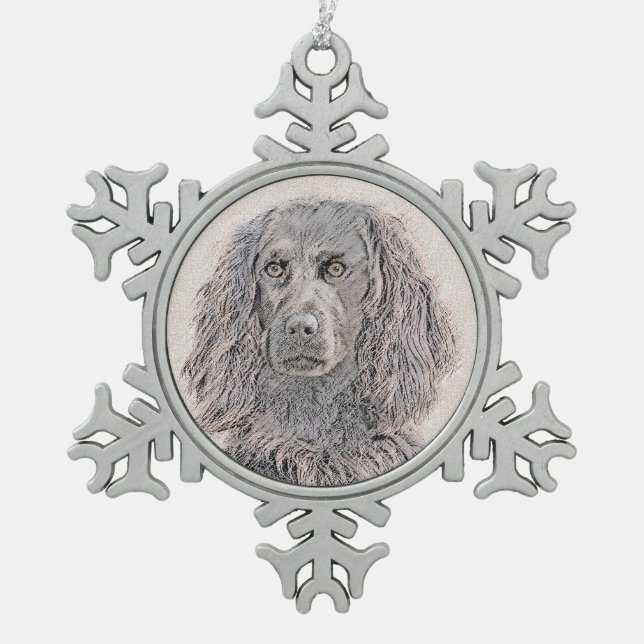 Boykin Spanischmalerei - Niedliche Original Dog Ar Schneeflocken Zinn-Ornament (Vorderseite)