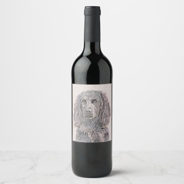 Boykin Spanischmalerei - Niedliche Original Dog Ar Weinetikett (Vorderseite)