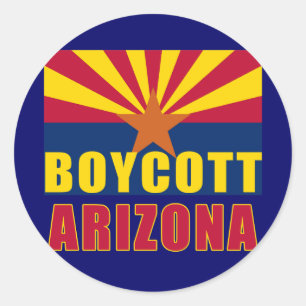 BOYKOTT-ARIZONA-T-Shirts, Knöpfe, Kapuzenpullis Runder Aufkleber