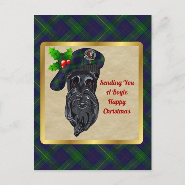 Boyle Clan Abzeichen & Tartan Weihnachten Postkarte (Vorderseite)