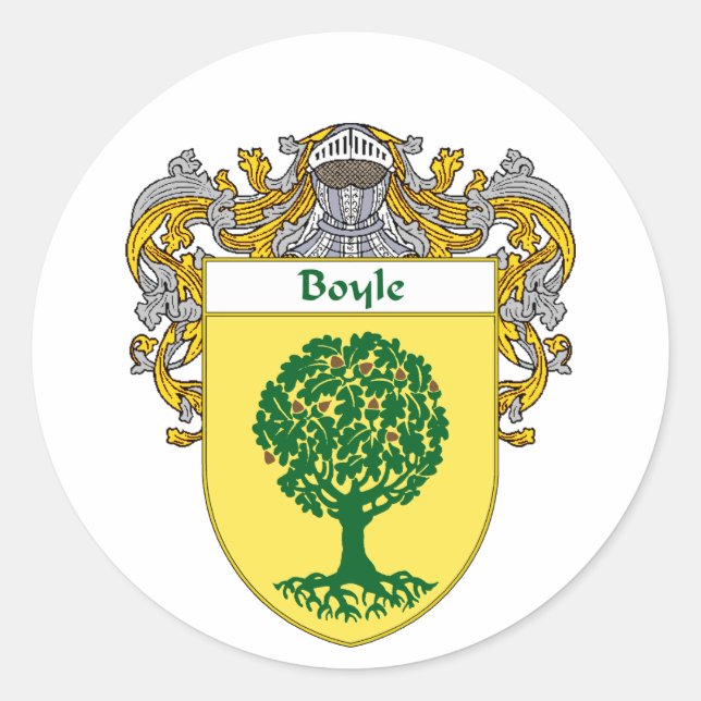 Boyle Coat of Arms (Mantled) Runder Aufkleber (Vorderseite)