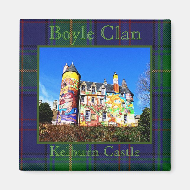 Boyle Scottish Clans Kelburn Castle Foto Tartan Magnet (Vorne)