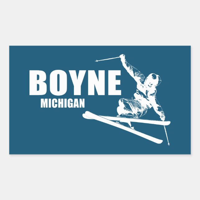 Boyne Mountain Resort Michigan Skier Rechteckiger Aufkleber (Vorderseite)