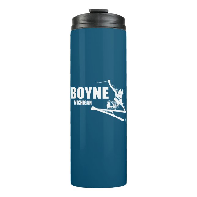 Boyne Mountain Resort Michigan Skier Thermosbecher (Vorderseite)