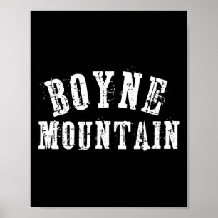Boyne Mountain Rustic Bold Artisan Grungy Ski Skie Poster