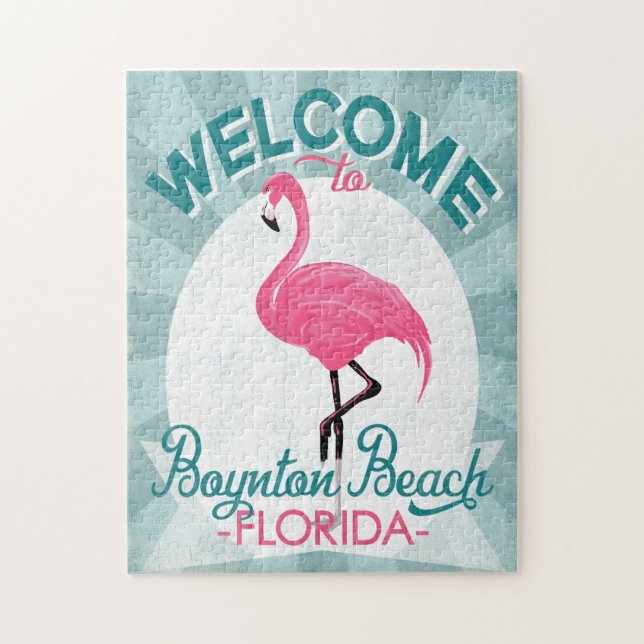 Boynton Beach Florida Pink Flamingo Retro (Vertikal)