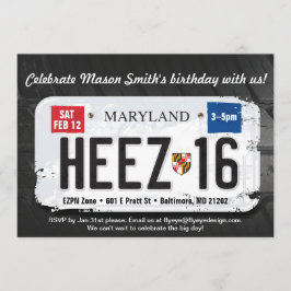 Boys 16. Geburtstag Maryland Lizenz Einladung