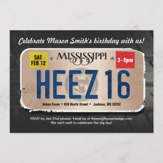 Boy's 16. Geburtstag Mississippi Lizenz Einladung