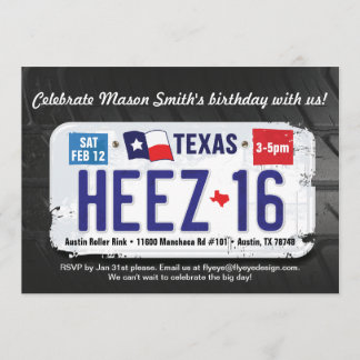 Boy's 16. Geburtstag Texas Lizenz Einladung