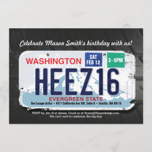 Boy's 16. Geburtstag Washington License Einladung