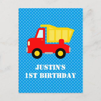 Boys 1. Geburtstag Bau Müllwagen Postkarten