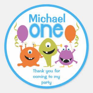 Boys 1. Geburtstag Party Monster Sticker