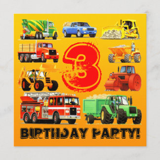 Boys 3. Geburtstag Party Custom Construction Truck Einladung