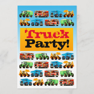 Boys 3. Geburtstags-Party für den Bau von LKW Einladung