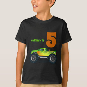 Boys 5th Birthday MONSTER TRUCK Name T-Shirt
