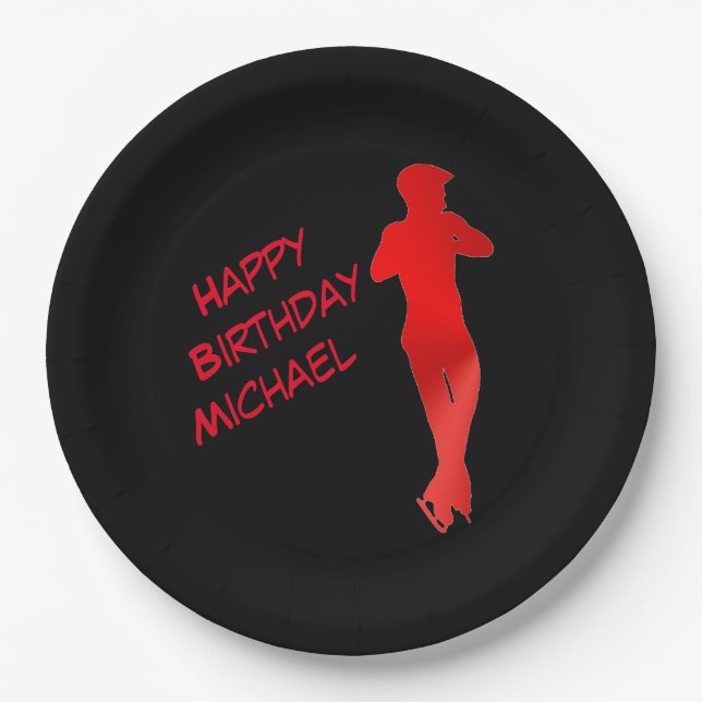 Boys Abbildung Skaten rot / Black Birthday Party Pappteller (Vorderseite)
