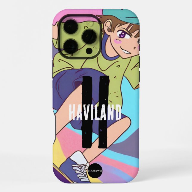 Boy's Anime Style Custom Handy Fall HAMbWG iPhone 16 Pro Max Hülle (Rückseite)