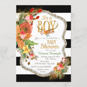 Boys Antler Babydusche Einladung