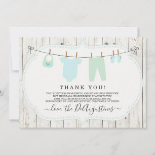 Boys Baby shower Carte de remerciements - Rustique