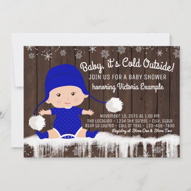 Boys Baby son froid dehors Baby shower Invitation (Devant)