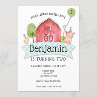 Boys Barnyard 1ère invitation anniversaire