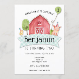 Boys Barnyard Einladung zum 1. Geburtstag