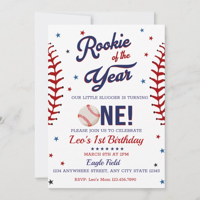 Boys Baseball 1er anniversaire Invitation (Devant)