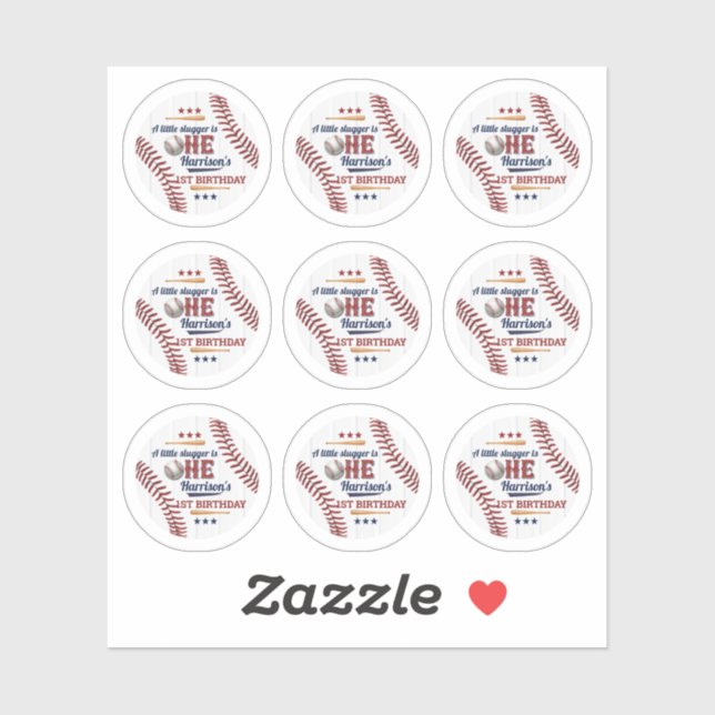 Boys Baseball 1er anniversaire petit autocollants  (Feuille)